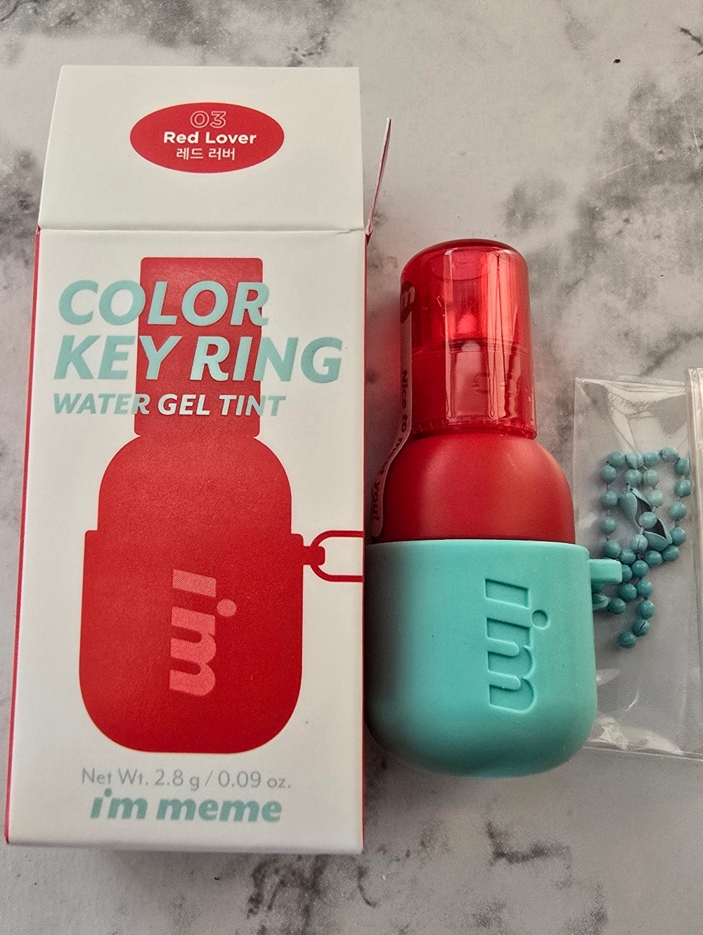 NEW/UNUSED/IN BOX: I'M MEME Color Key Ring Water Gel Lip Tint: 03 Red Lover